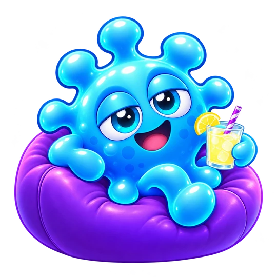 Fuzz relaxing in a colorful swimming ring